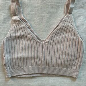 Aerie Ribbed Knit Bandeau - Light Gray